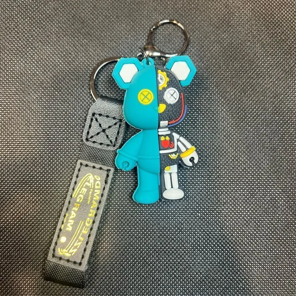 Green Cyberpunk Bear Keychain with Strap - Picture 1 of 5